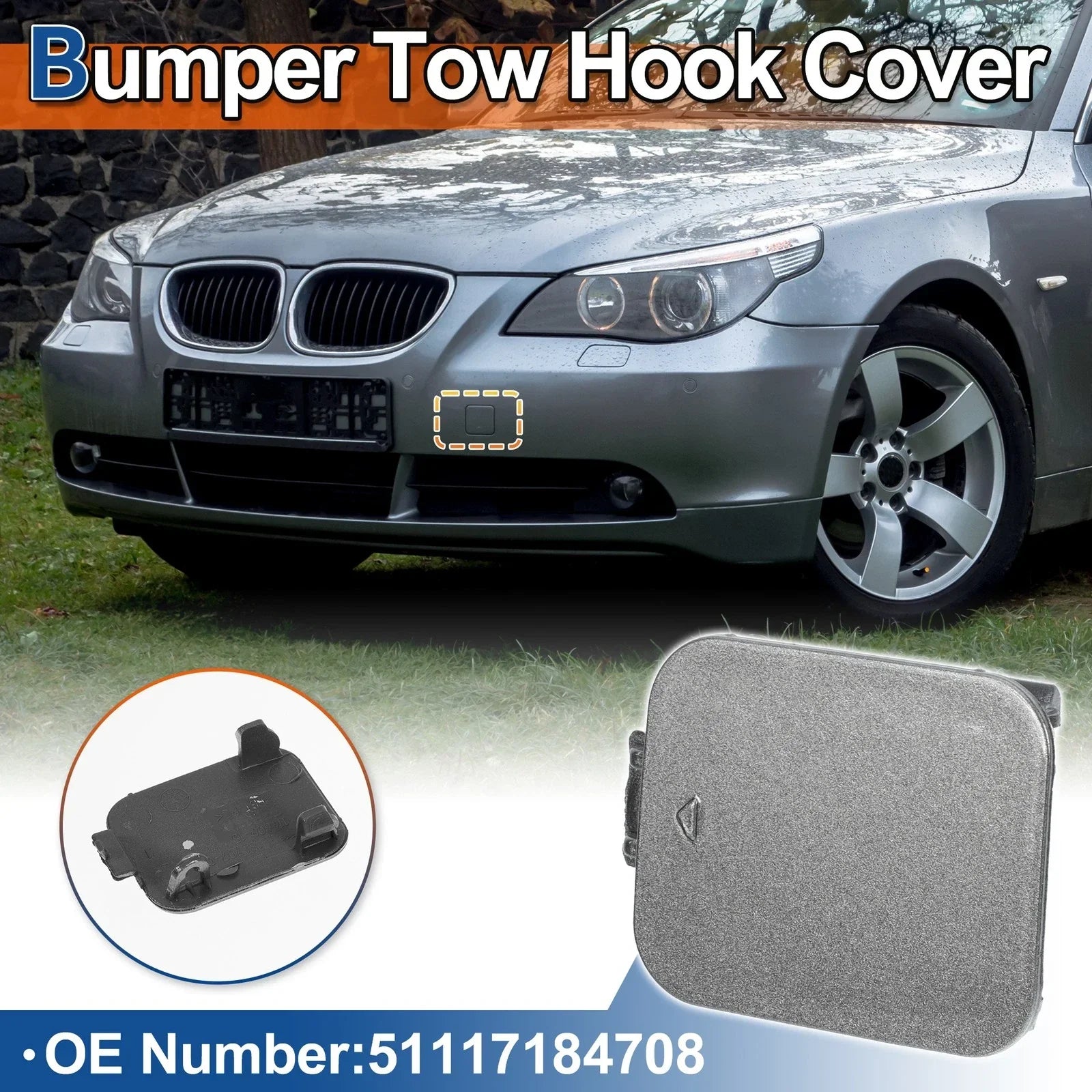 Tow Hook Cover for BMW 528i 535i Gray (2008-2010)