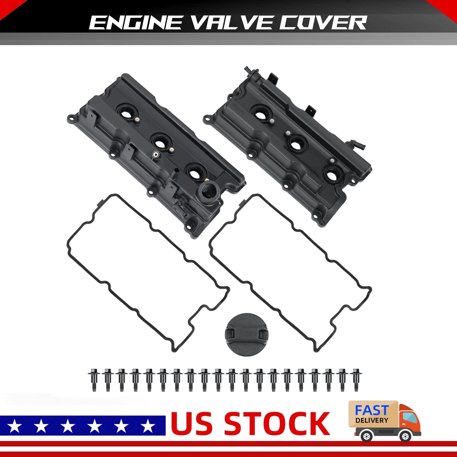 1 Pair Valve Cover Set for Nissan Frontier/NV1500/NV2500/NV3500/Xterra (–)
