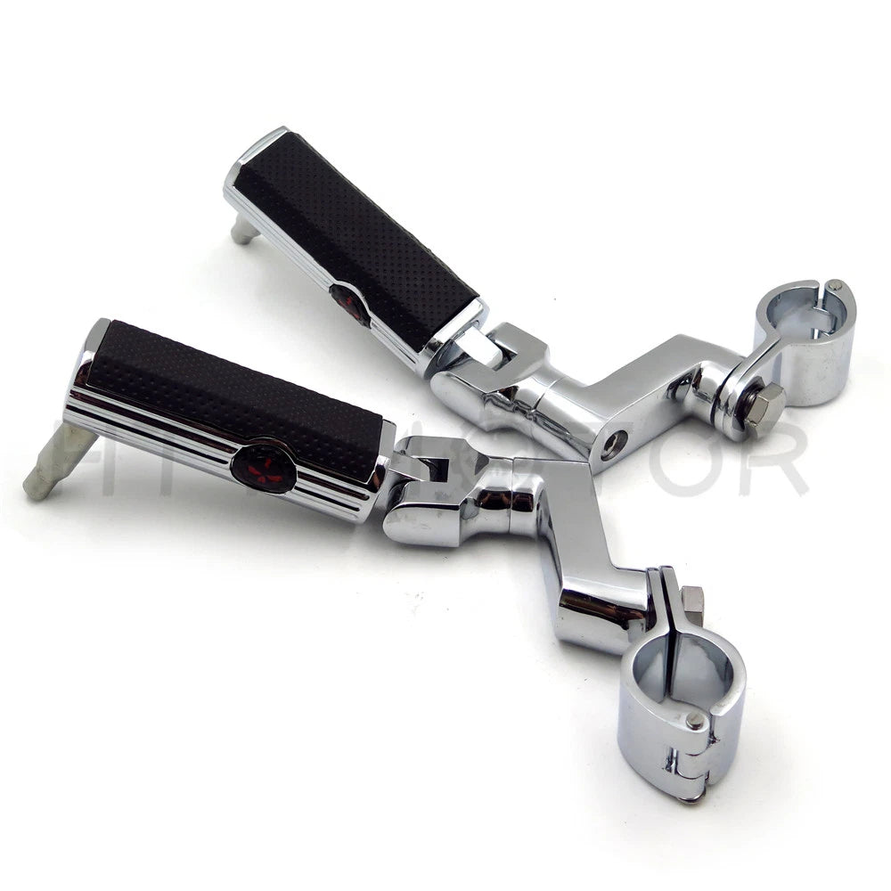 2X Aluminum Front Foot Pegs Kit for Motorcycle (1.5" Engine Guard Bar)
