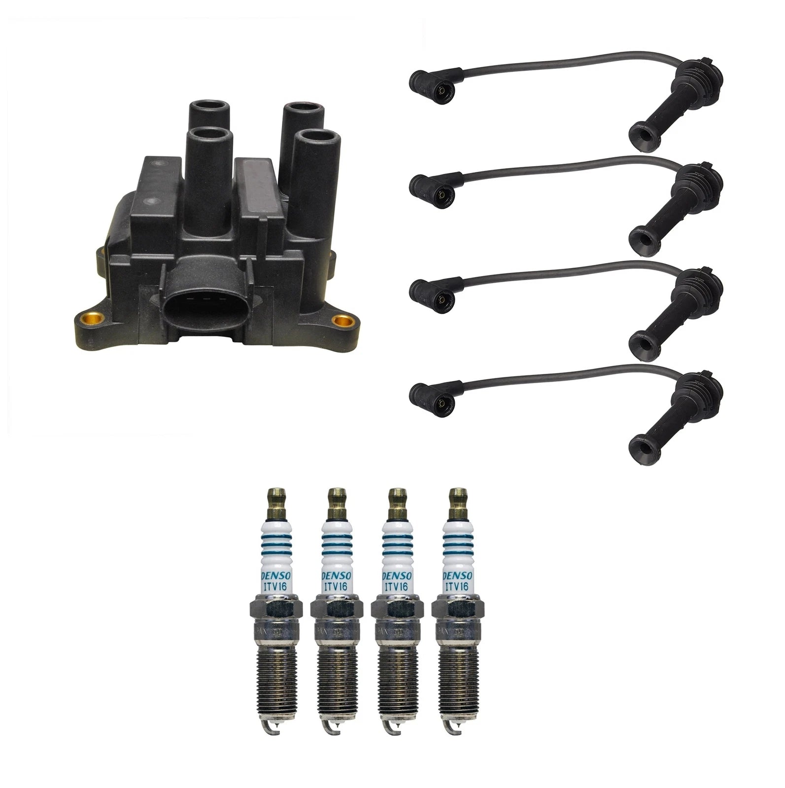 Denso Ignition Coil & Wire Set for 2.0L L4 (Iridium Power Spark Plug Kit)