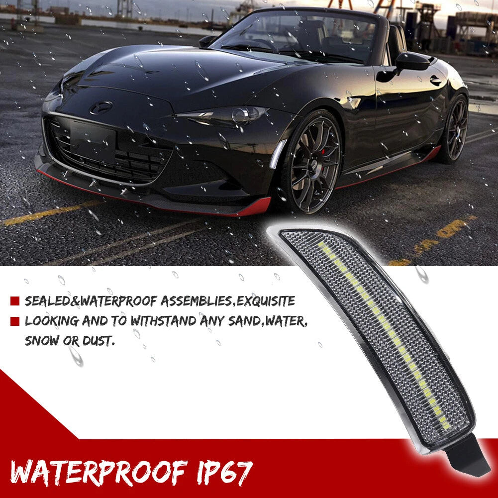 Clear White LED Front Bumper Side Marker Lights for Mazda MX-5 Miata (2016–2023)