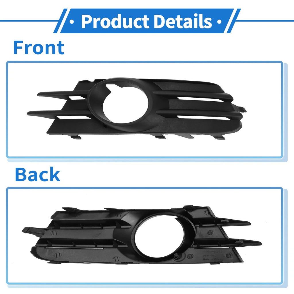 1 Pc Fog Light Grill for Volkswagen Scirocco (2009–2017) No. 1K8853665C Black