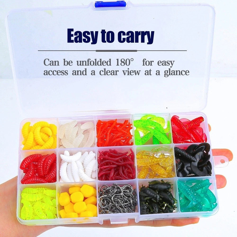330pcs Soft Fishing Lures Set for Bass Trout Fishing