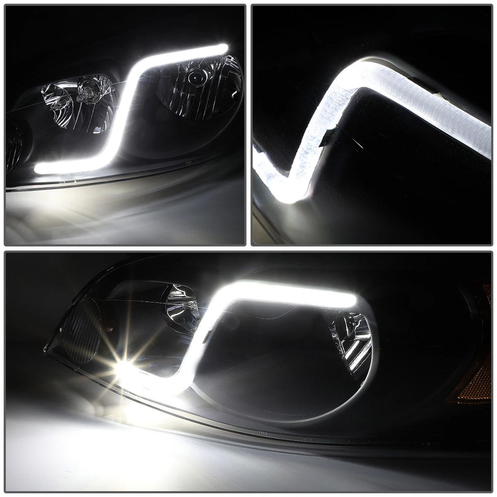 LED DRL Headlight/Lamp Pair for Chevy Impala (2006–2016) Black Amber