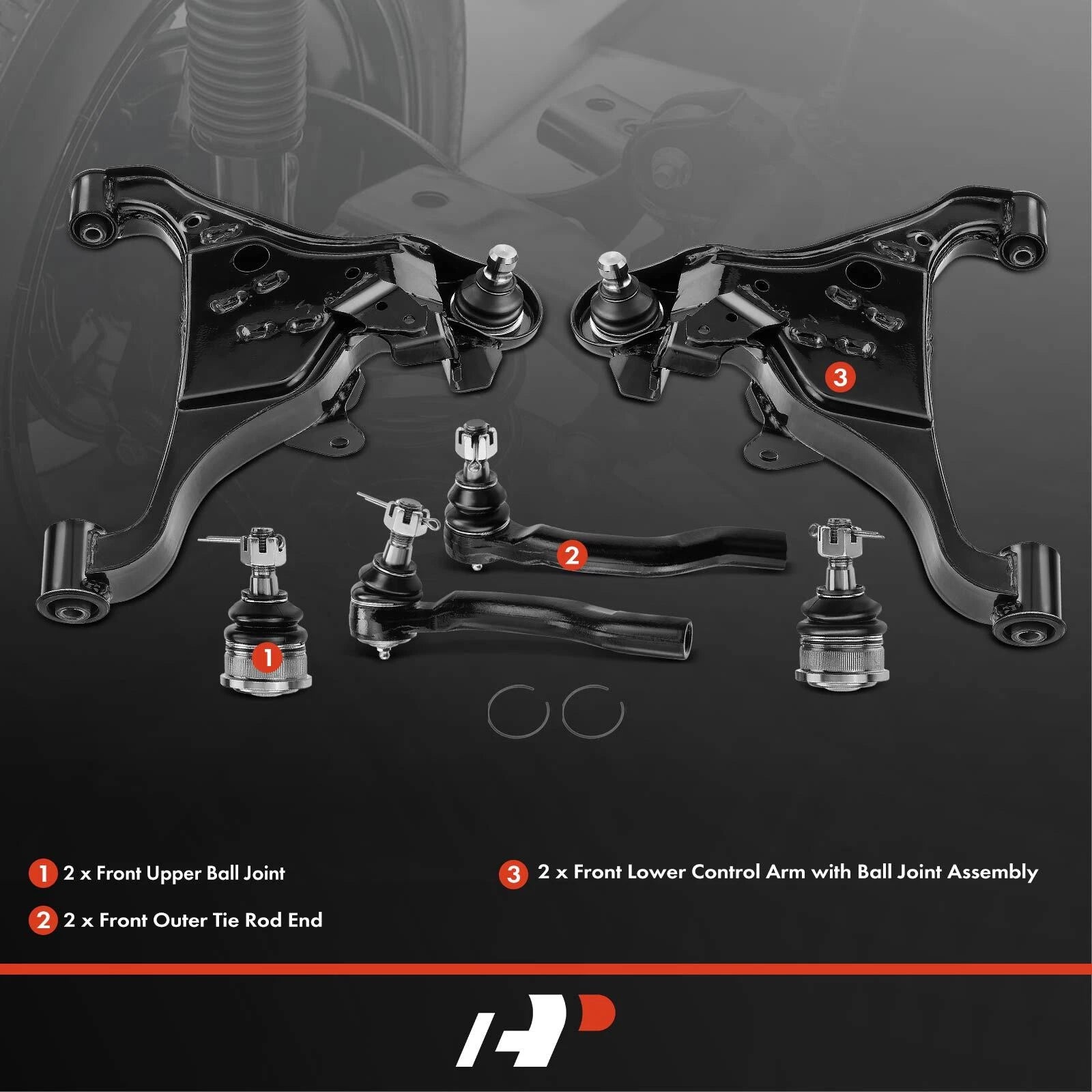 Set of 6 Front Control Arm Tie Rod Ends for Nissan Frontier Pathfinder (2005–2018)