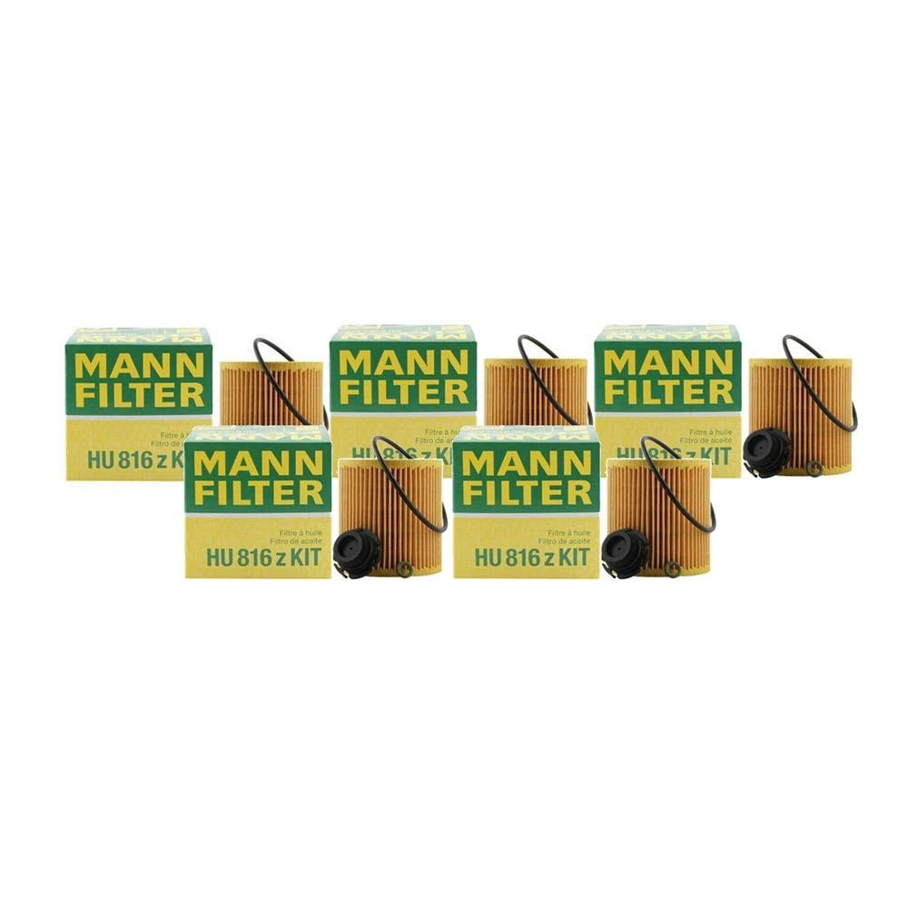 Set of 5 Engine Oil Filters Kit with Drain Plug for BMW E82 E89 E92 F10 F32
