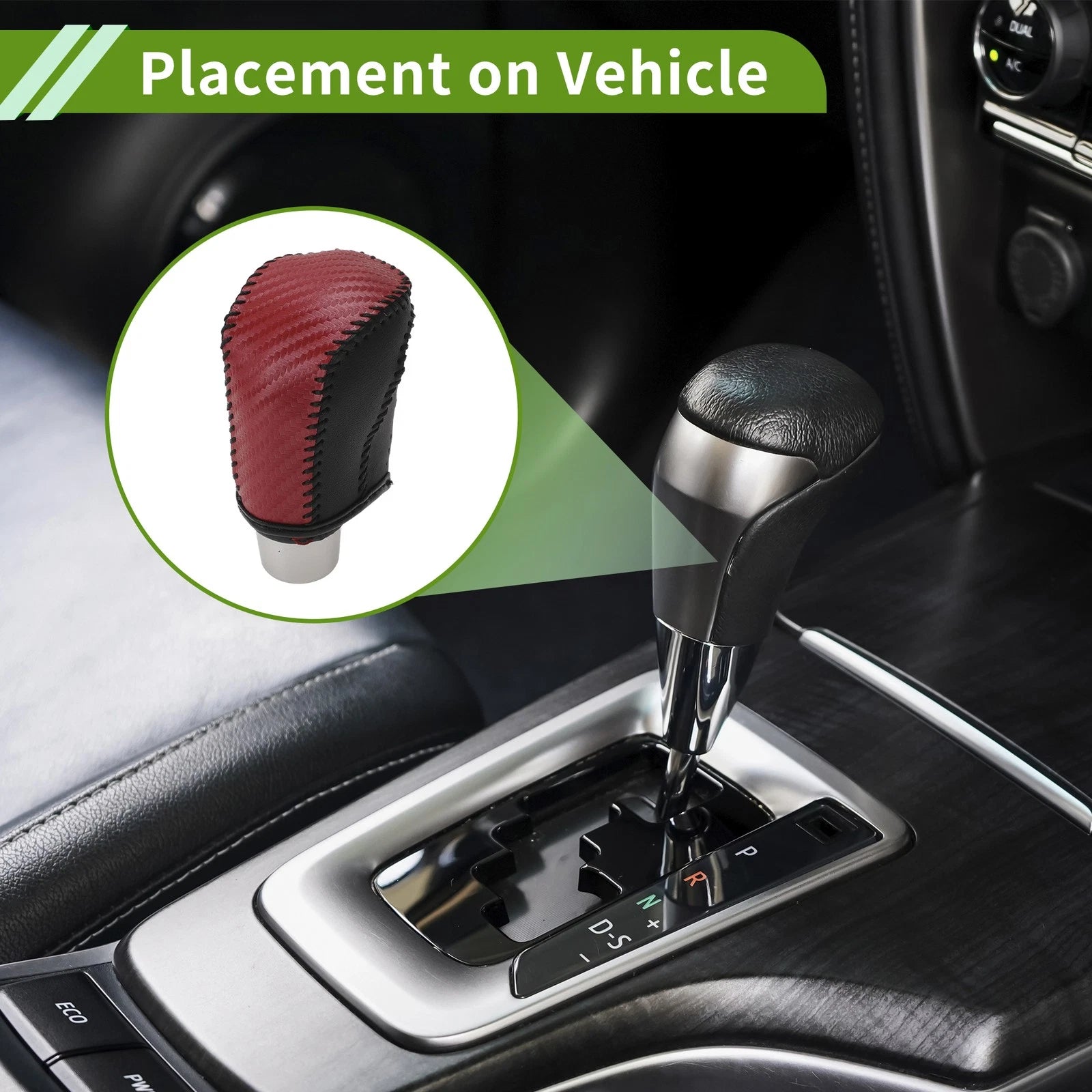 1 Pc Gear Shift Knob Cover for Honda Civic (2016–2021) Red Carbon Fiber