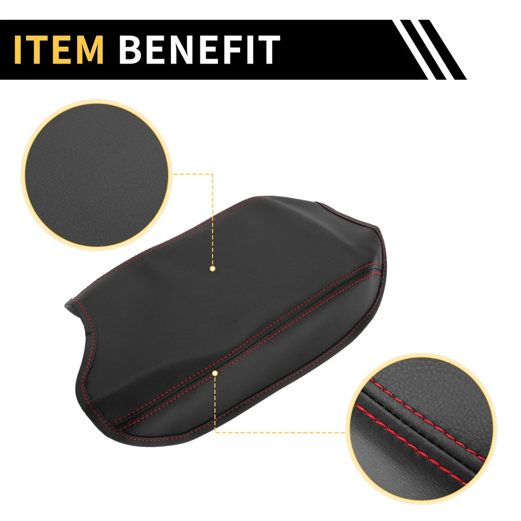 Center Console Cover for Ford Ranger (2019–2023) Microfiber Leather Black