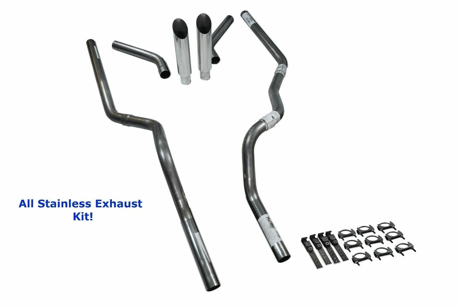 Dual Exhaust Kit for Chevy GMC 1500 (2007–2014) - All-Stainless, Corner Slash Tip