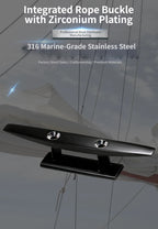 Black Zirconium Plated Cleat for Marine Hardware (316 Stainless Steel)