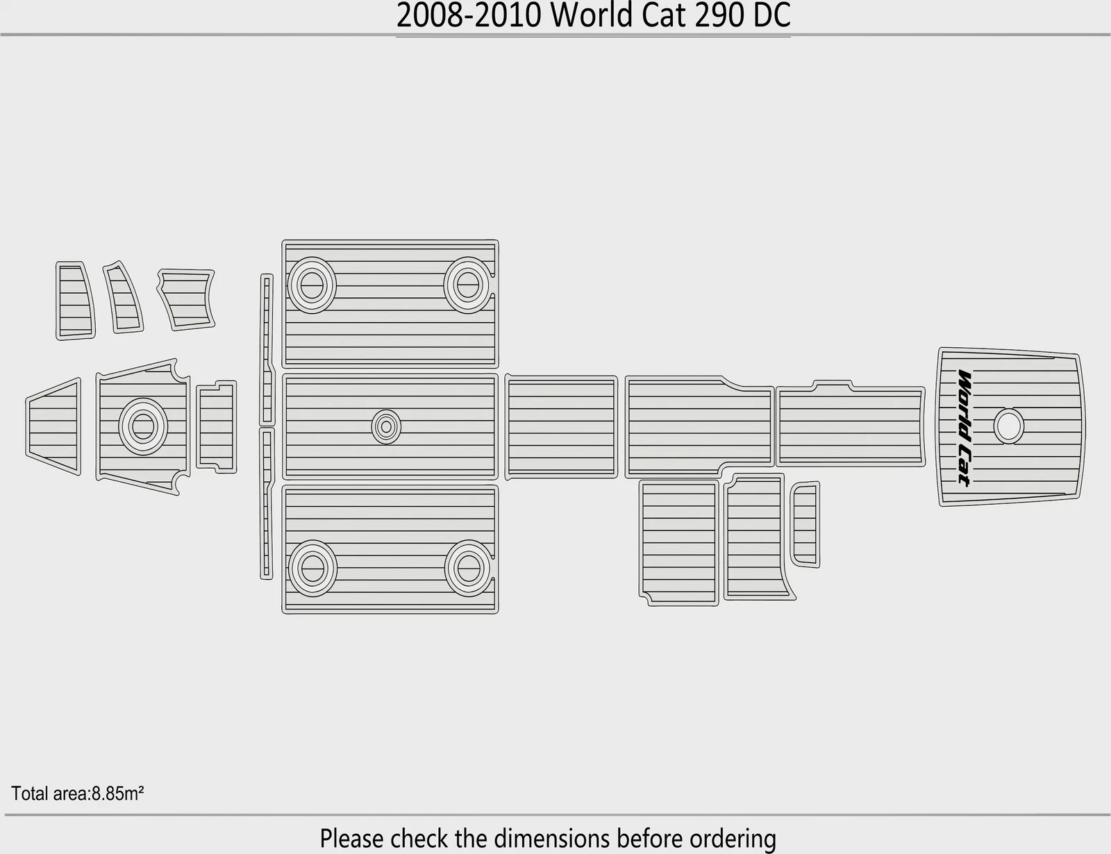EVA Foam Pads for World Cat 290 DC (2008) Cockpit Swim Platform