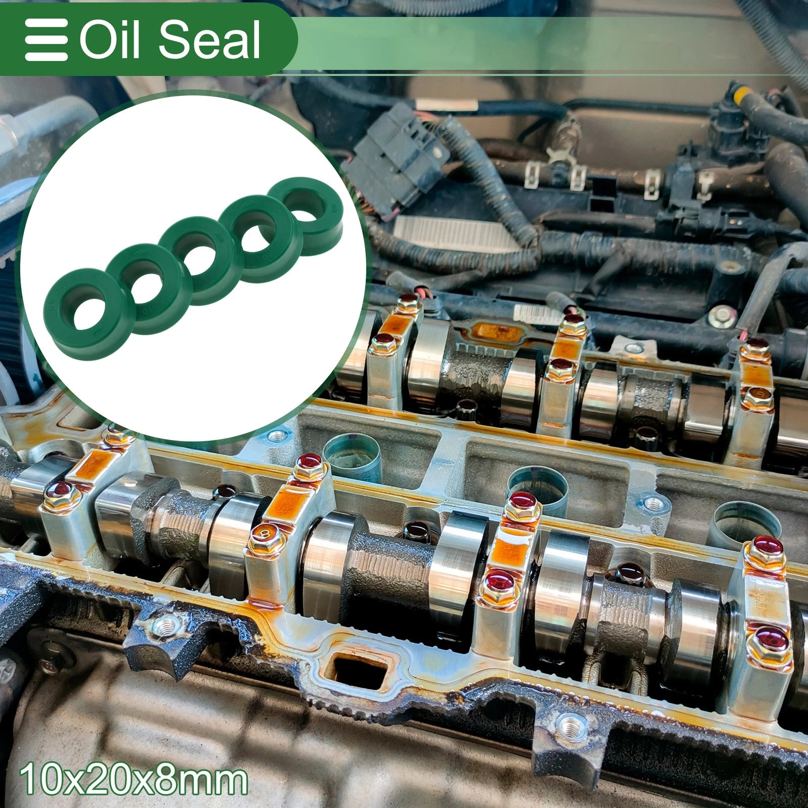 Set of 5 Oil Seal Ring 10x20x8mm for Rotary Shaft (High Pressure)