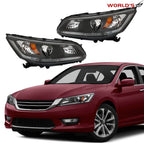 Set of 2 Headlights for Honda Accord (2013–2015) Black Housing