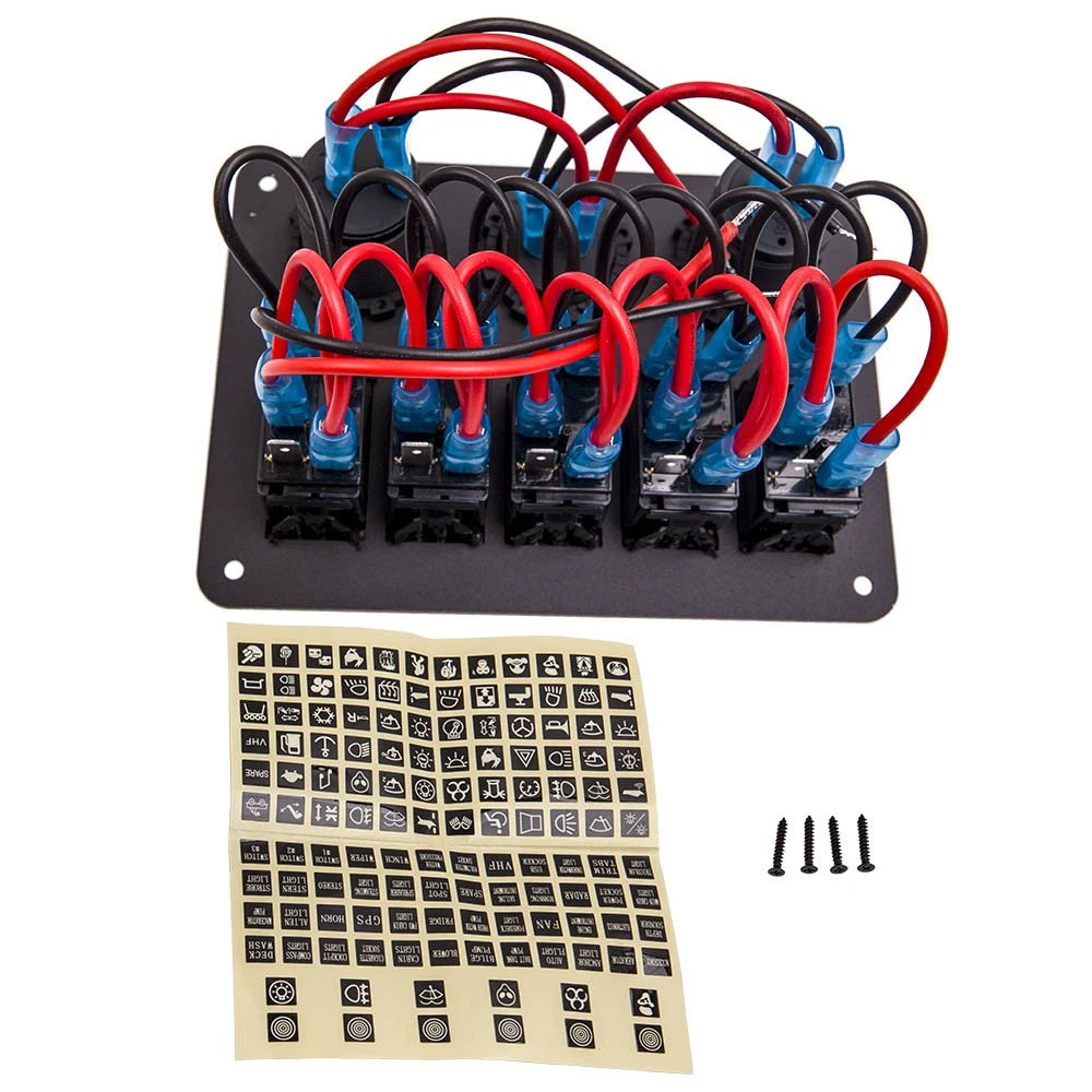 5 Gang On-Off LED Toggle Switch Panel for Car Boat Marine