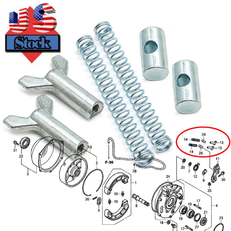 Brake Adjuster Nut Arm Spring Joint Kit for Honda ATC200ES TRX200 TRX250 TRX450