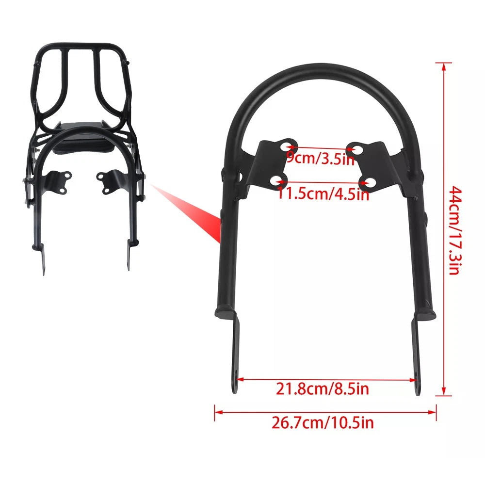 Backrest Sissy Bar with Luggage Rack for Bonneville T100 T120 (2016–2024)