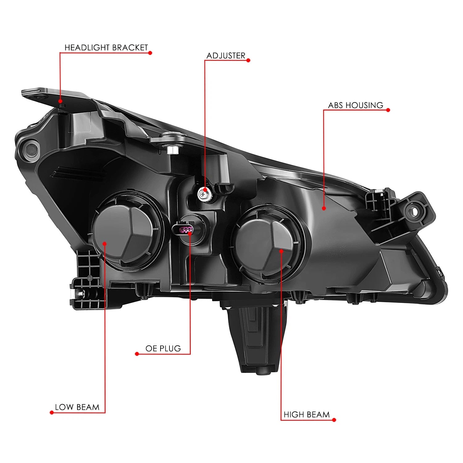 Left Side Chrome Housing Headlight Lamp for Chevy Traverse (2009–2012)