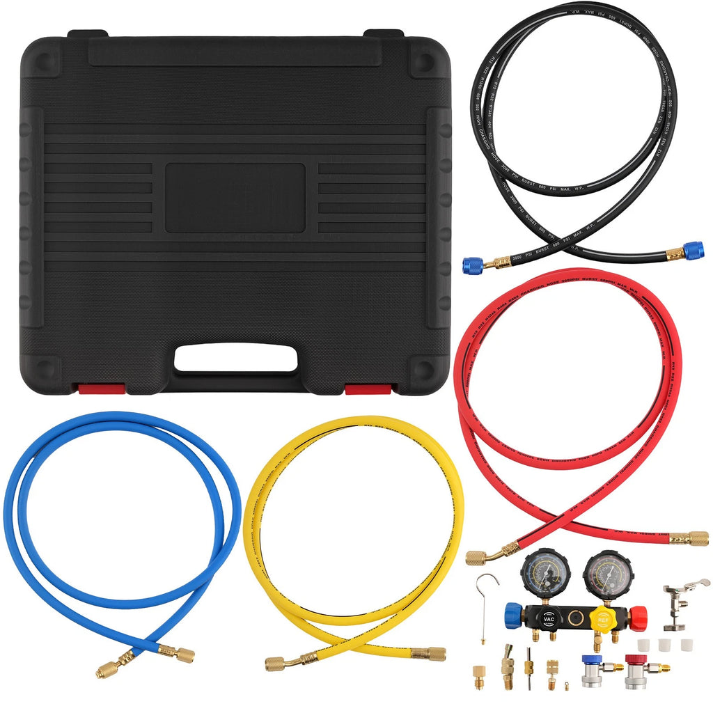 4-Way HVAC AC Gauge Set for R134a R22 R410a for Manifold Diagnostic (5ft)