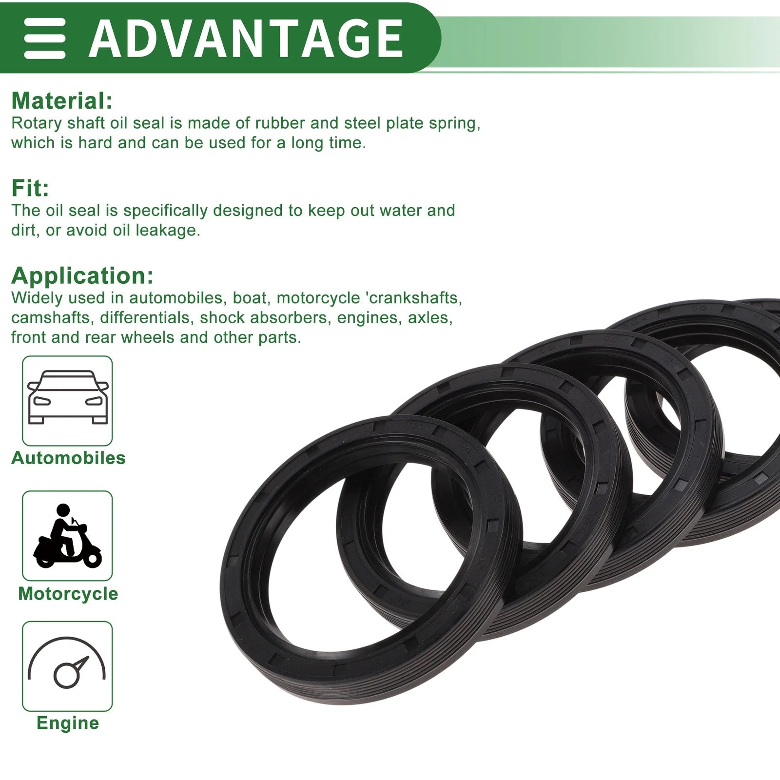 Set of 5 Oil Seals NBR Rubber 50x65x10mm for High Pressure Applications