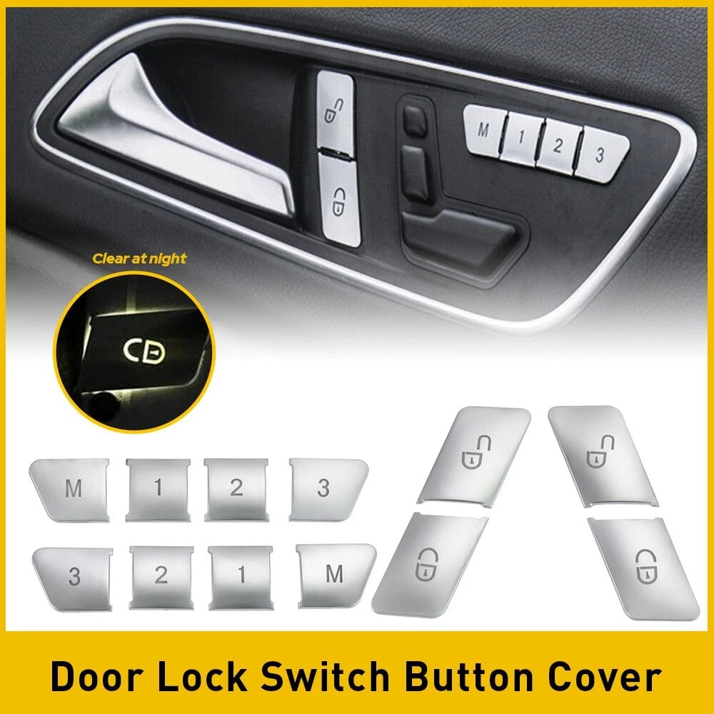 Silver Door Inner Lock Switch Button Trim for Mercedes W212 E Class (2010–2015)