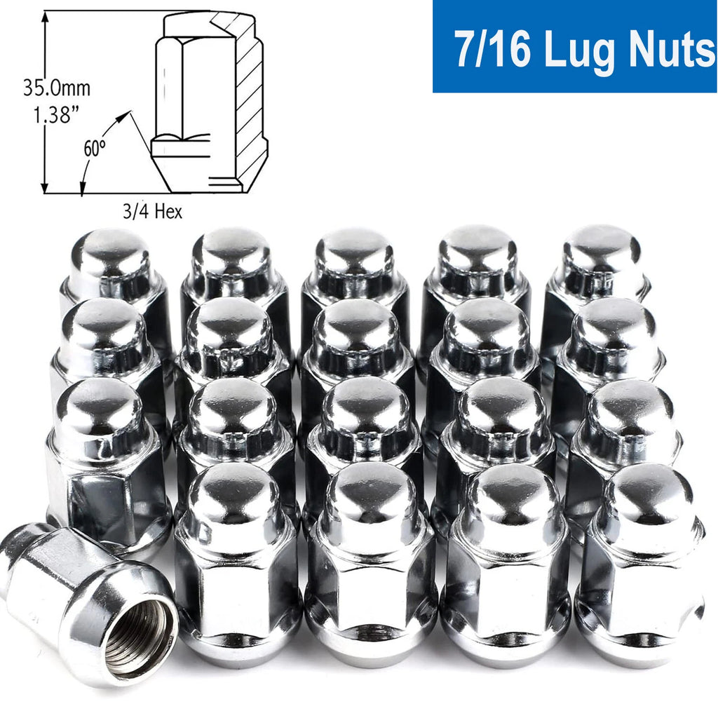 20X Chrome 7/16-20 Closed End Lug Nut for Chevy Corvette Camaro Malibu (1953–1983)