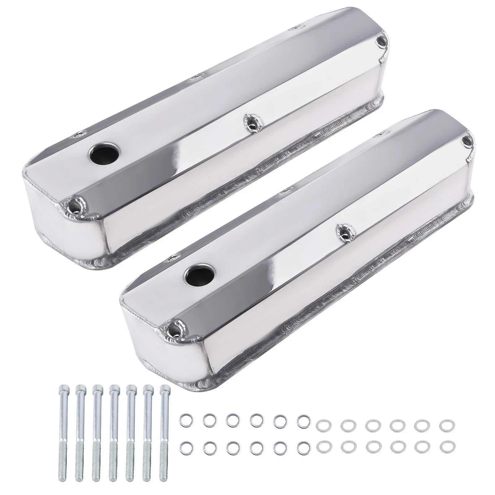 2pc Polished Aluminum Valve Covers for Ford 260 289 302 351W V8 (1962–1996)