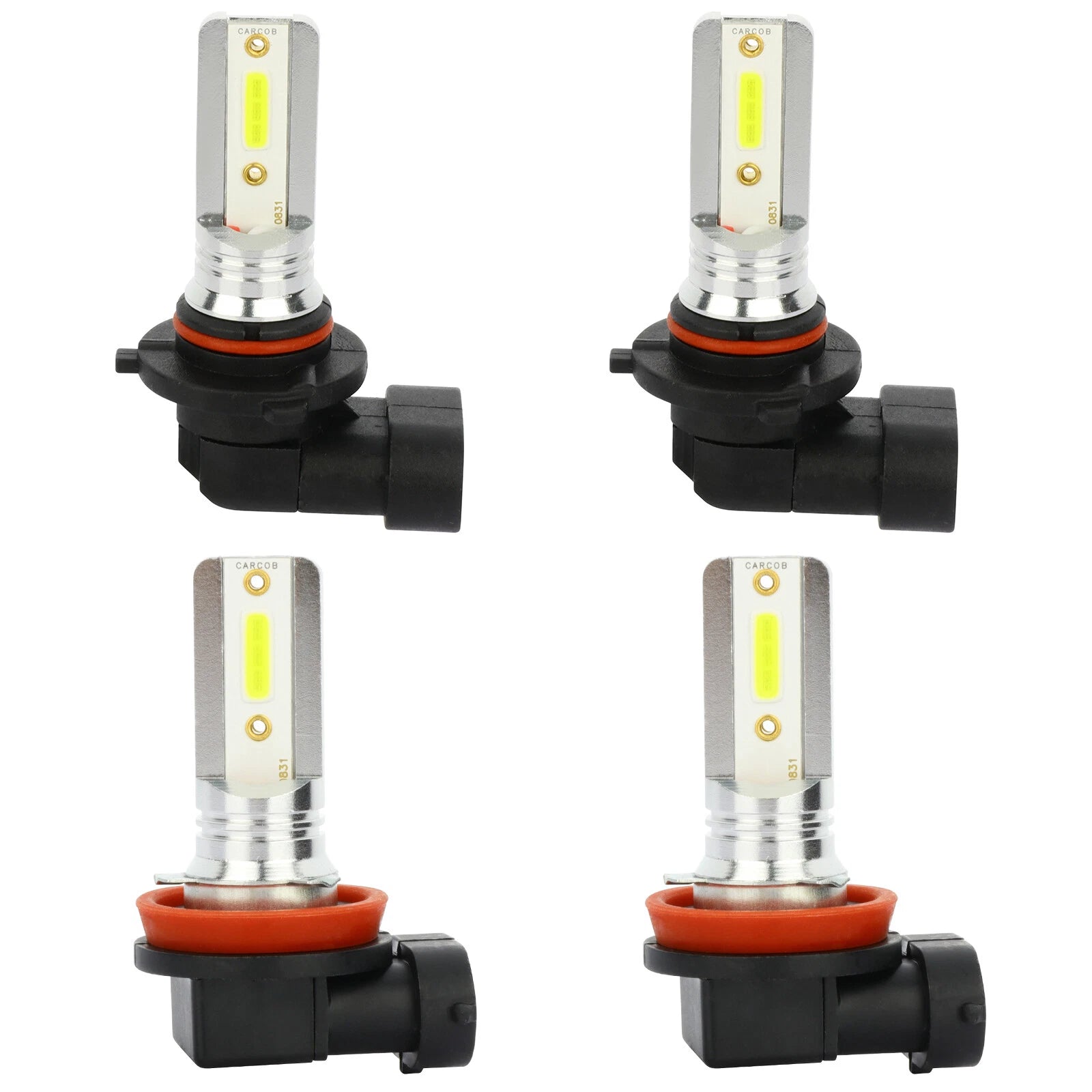 Set of 4 H11 + 9005 LED Headlight Bulbs 6000K Low Beam Fog Running Light