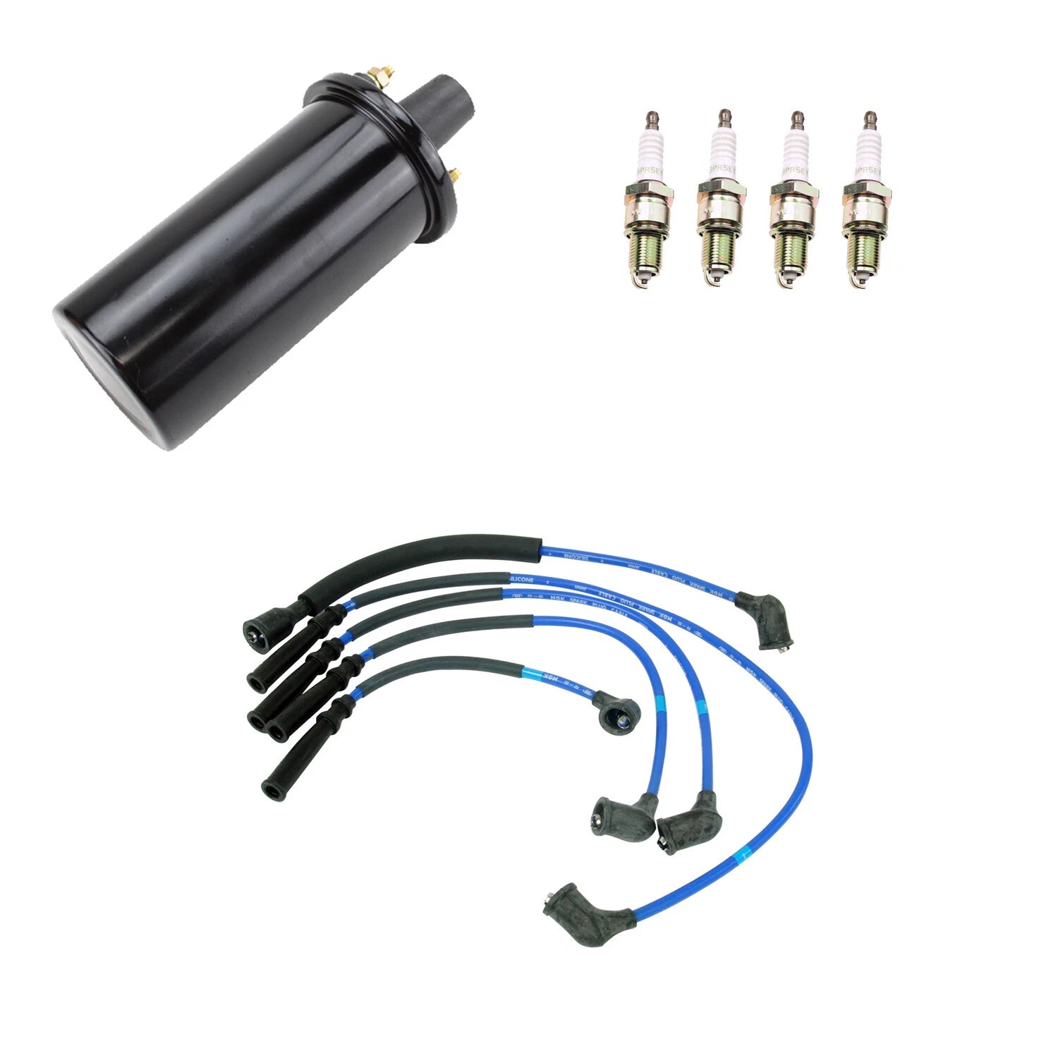 NGK Ignition Coil Wires & 4 Nickel Spark Plugs for Mazda B2000 (1978–1985)