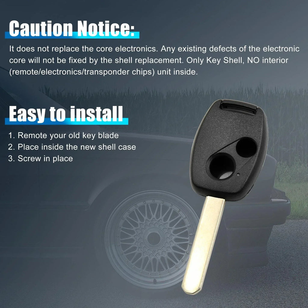 Uncut Key Remote Shell Replacement for Honda Civic Accord 2 x Button