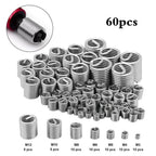 60pcs 304 Stainless Steel Coil Threaded Inserts for Metric Screws