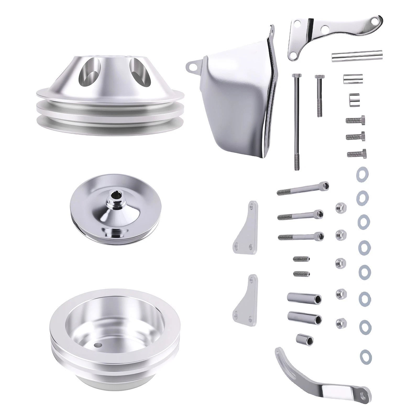 Water Pump Pulley Bracket Kit for Small Block Chevy 305 307 327 350 400 (1969–1986)