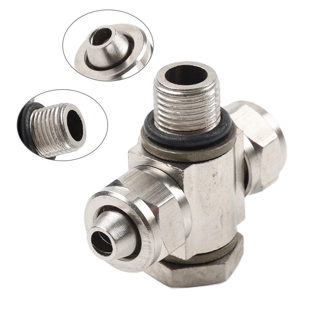 Air Valve Three-way Metal Connector for Tire Changer Machine (1/8" Thread)