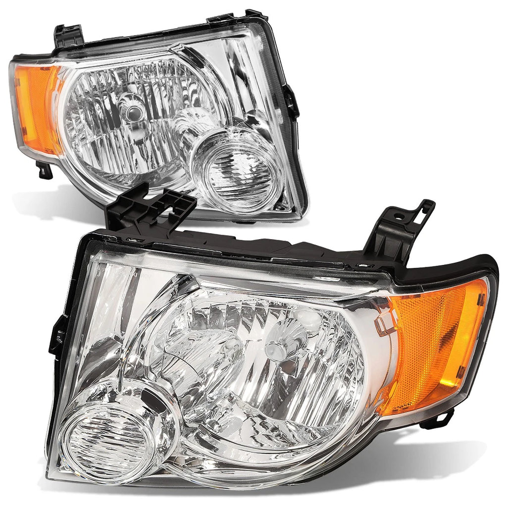 Pair Chrome Housing Amber Side Headlight for Ford Escape (2008–2012)