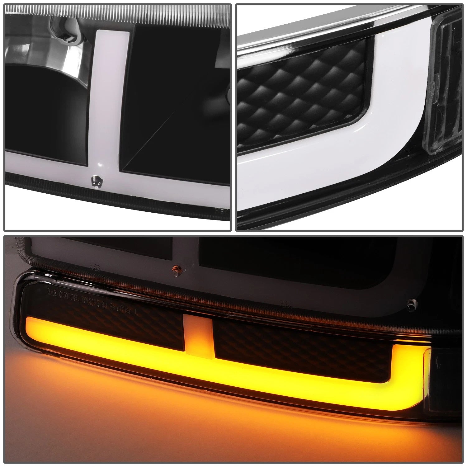 LED Bumper Headlights for GMC Sierra/Yukon (1999–2007) Black Housing