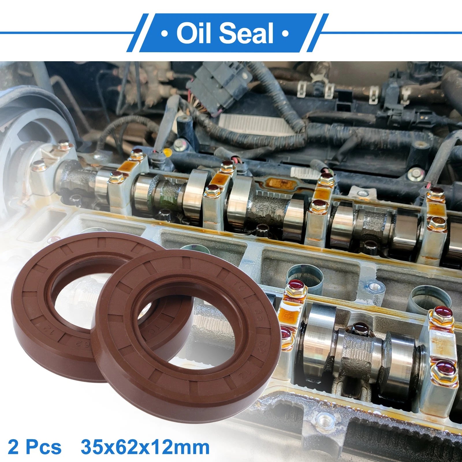 2X Oil Seal Rotary Shaft Seal for Various Models (35x62x12mm) FKM Rubber