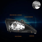 Passenger Side Headlight Lamp for Ford Focus (2003–2004) Black Housing