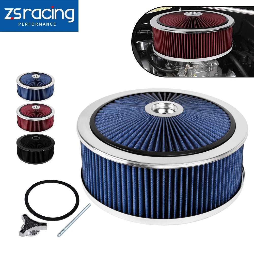 14" Round Deep Dish Air Cleaner Kit for Universal Vehicles