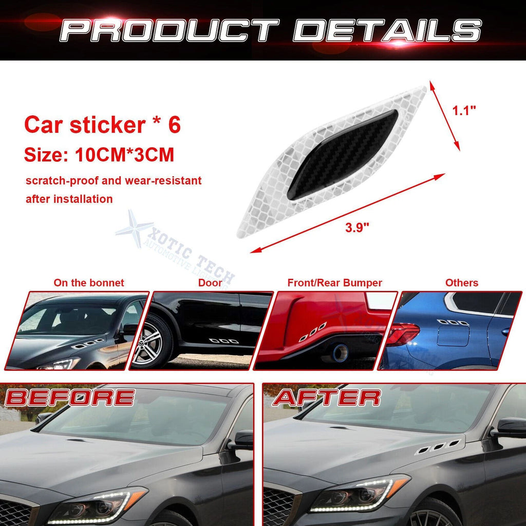 White Carbon Fiber Pattern 3D PVC Night Reflect Car Vent Edge Bumper Decal
