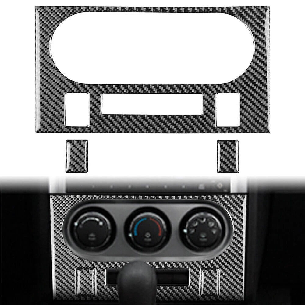 3 Pcs Black Carbon Fiber AC Panel Cover Trim for Dodge Challenger (2008–2014)