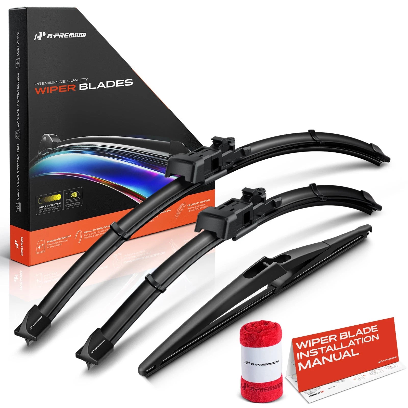 Set of 3 Windshield Wiper Blades for Ford Fiesta (2011–2018)