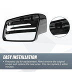 Gloss Black Rearview Mirror Cover Cap for Mercedes Benz A Class B Class (2013-2023)