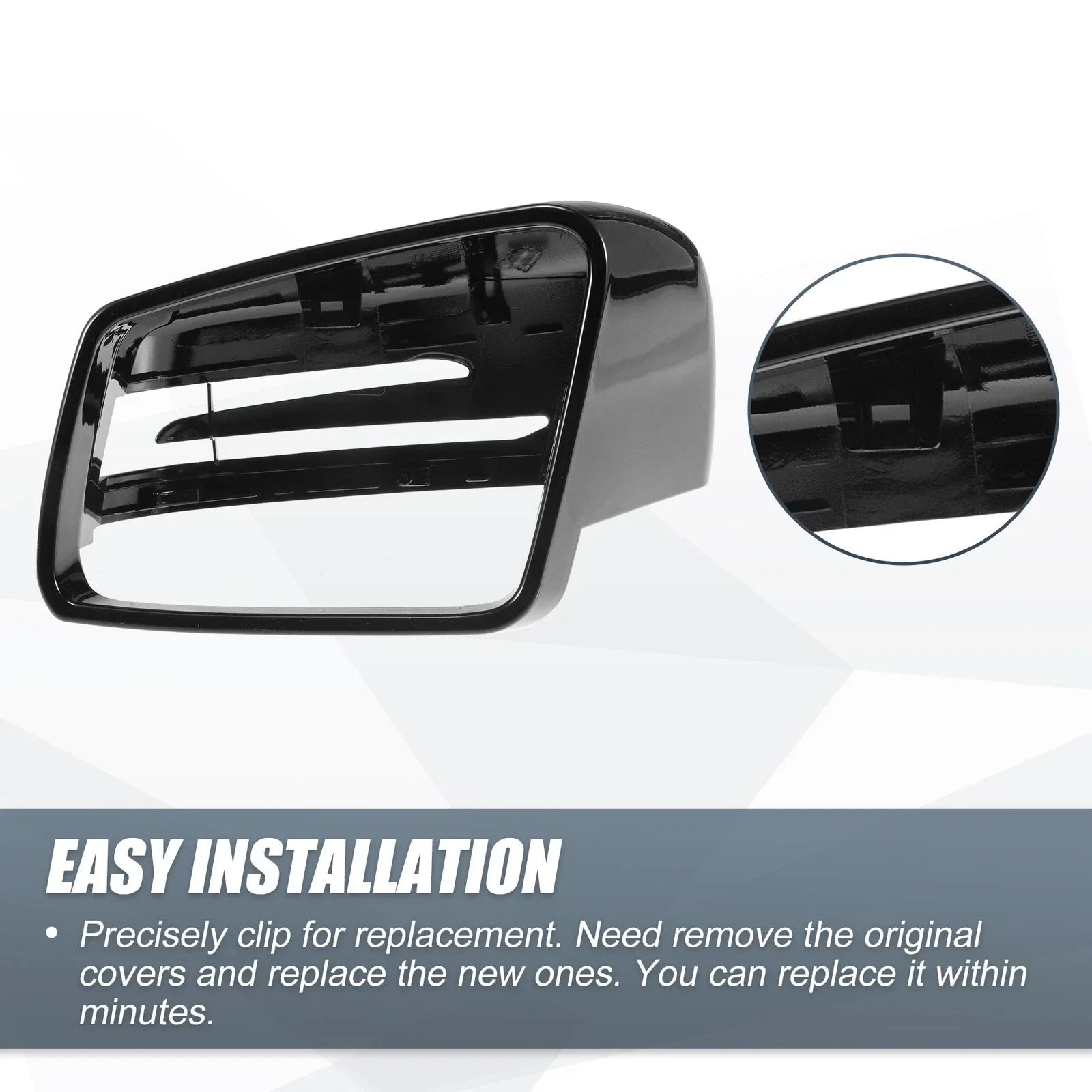 Gloss Black Rearview Mirror Cover Cap for Mercedes Benz A Class B Class (2013-2023)