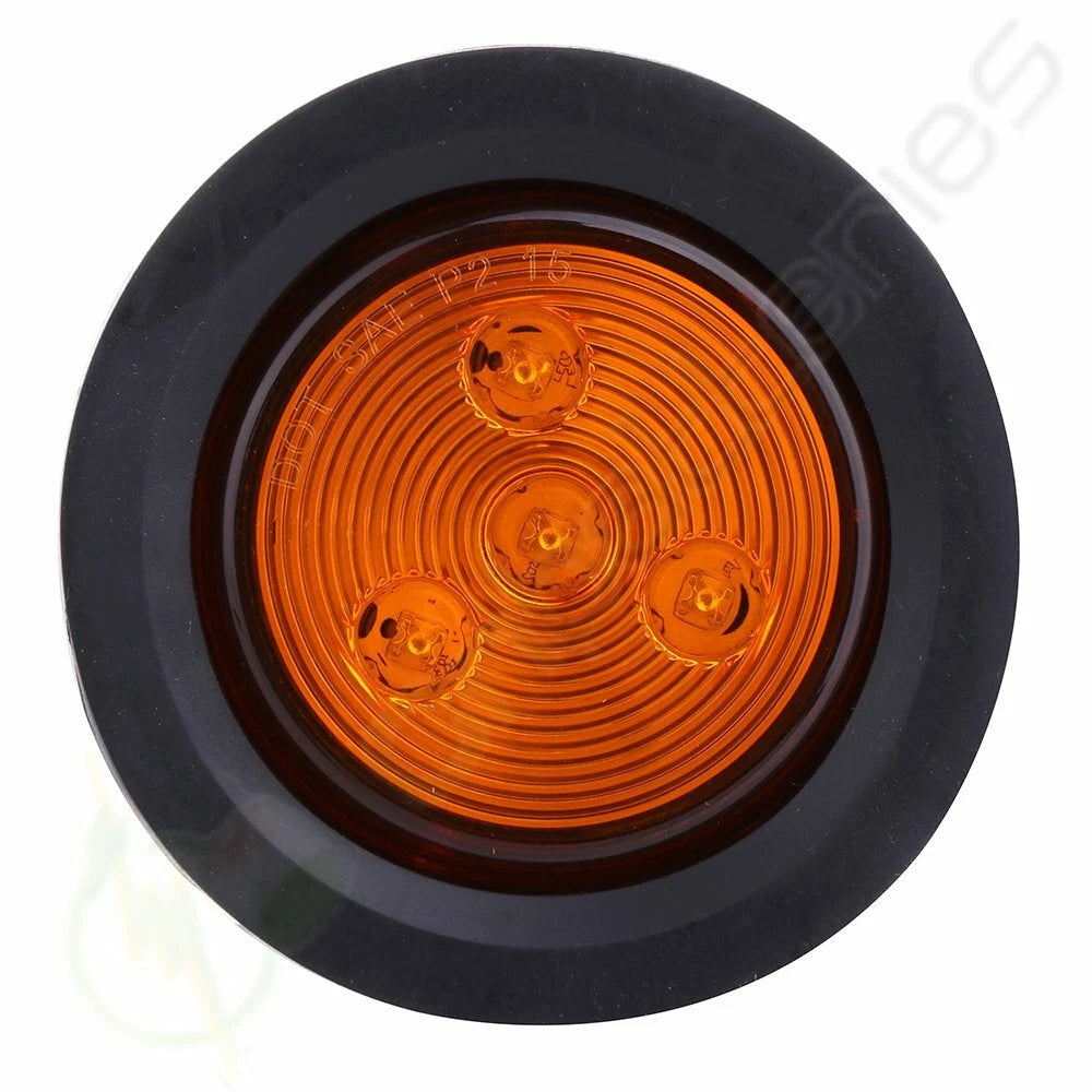 2X Amber 4 LED Round 2.5" Clearance Side Marker Light for Truck Trailer (12V)