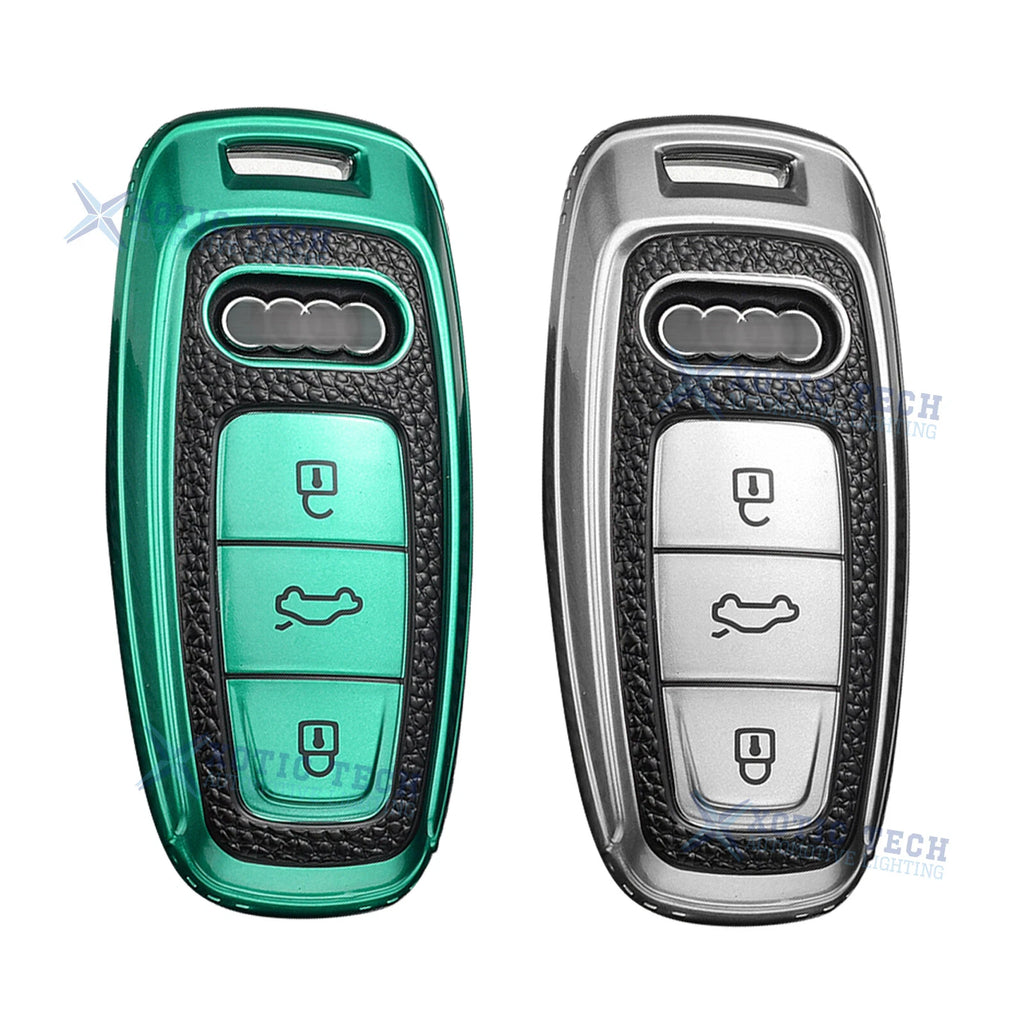 TPU Remote Fob Cover for Audi A3 A6L A7 e-Tron (Silver Green) (2010–2024)