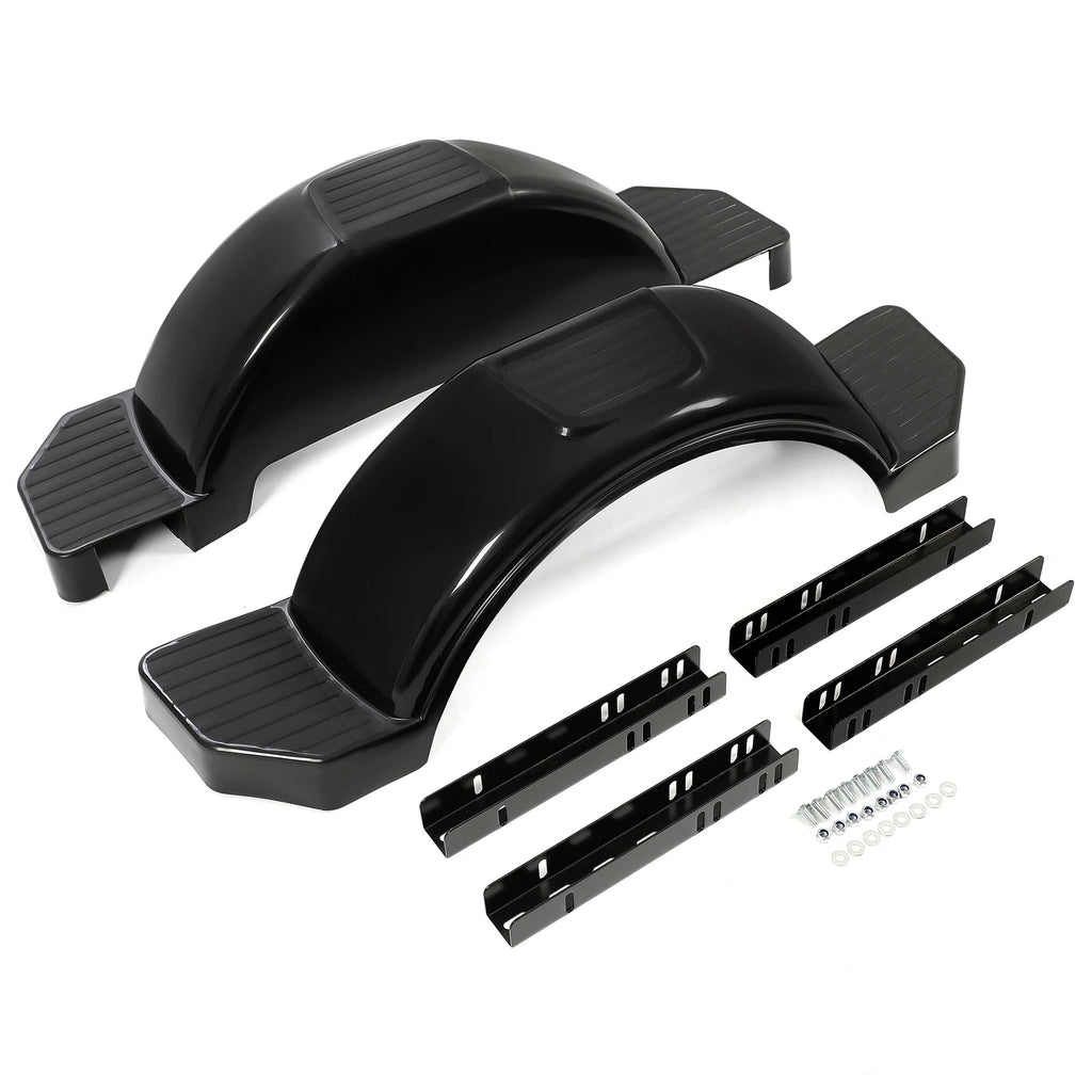 Set of 2 Glossy Black Single Axle Trailer Fenders for 13" Wheels