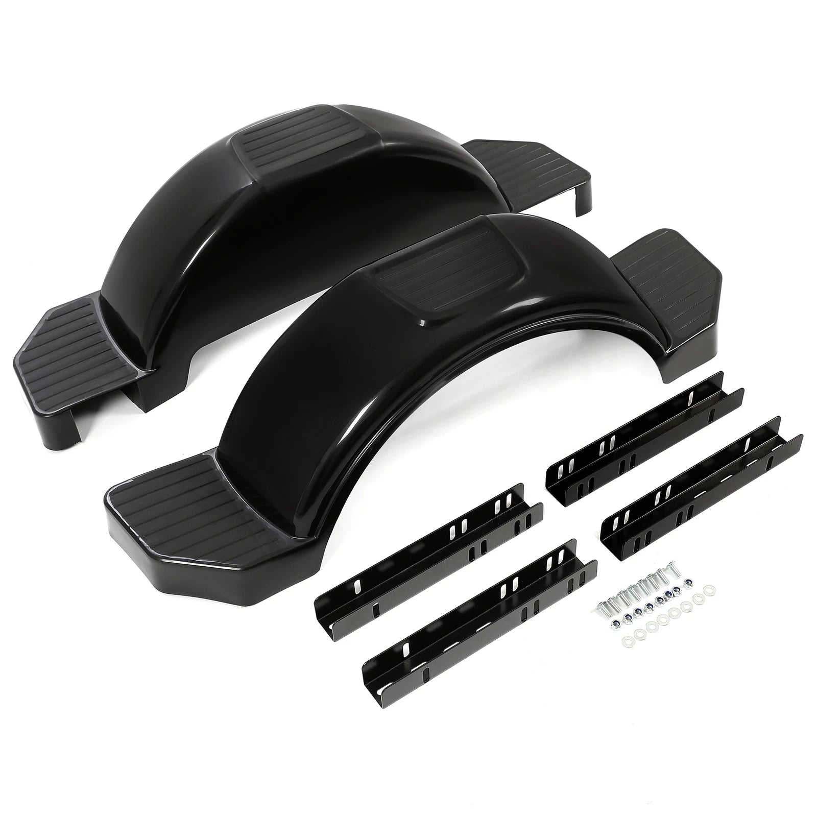 Set of 2 Glossy Black Single Axle Trailer Fenders for 13" Wheels