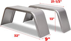 Square Trailer Fenders for Utility Cargo Trailer (14" - 16" Tires) Pair