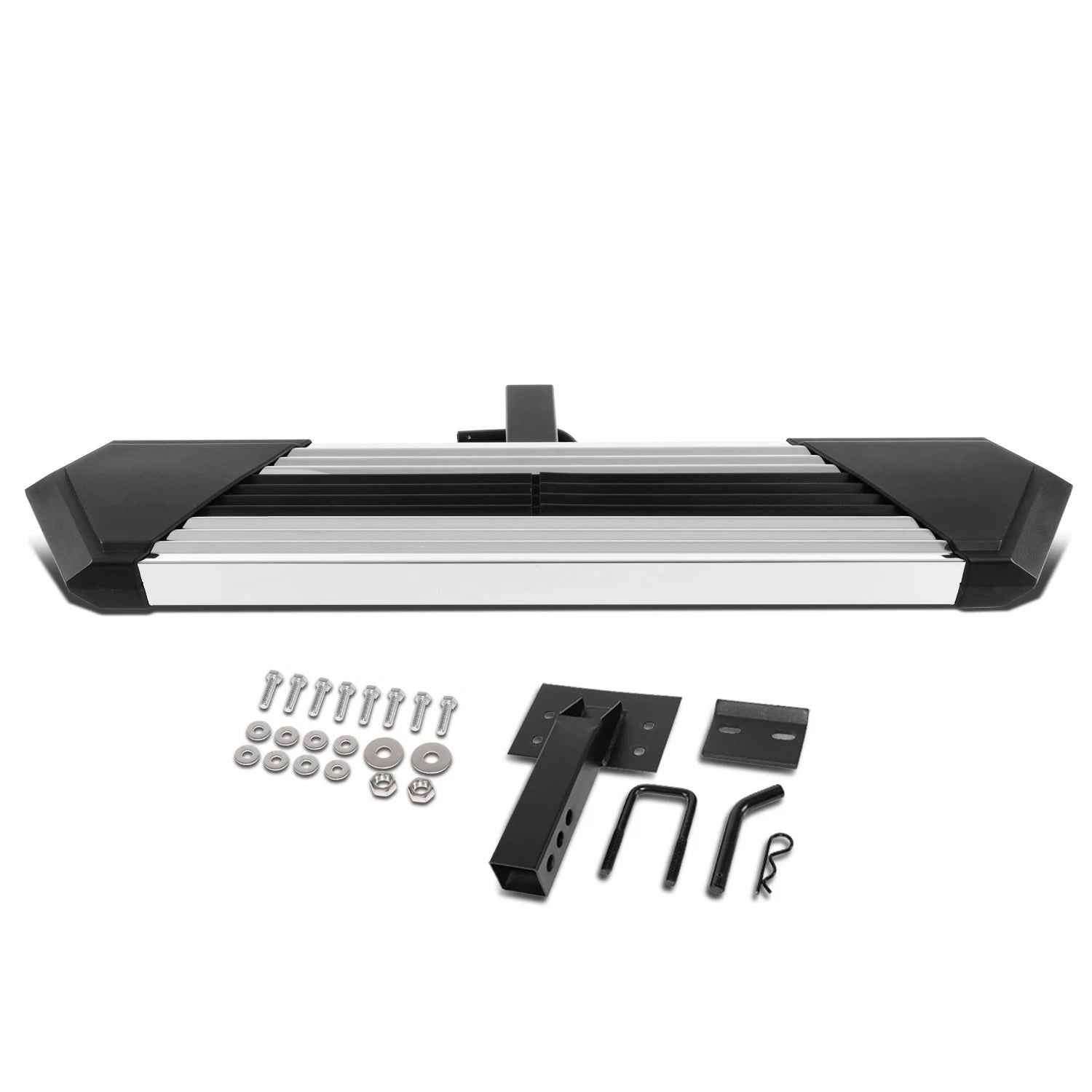 2" Receiver Rear Bumper Guard for Pickup SUV (Chrome, Tow Hitch Steps)