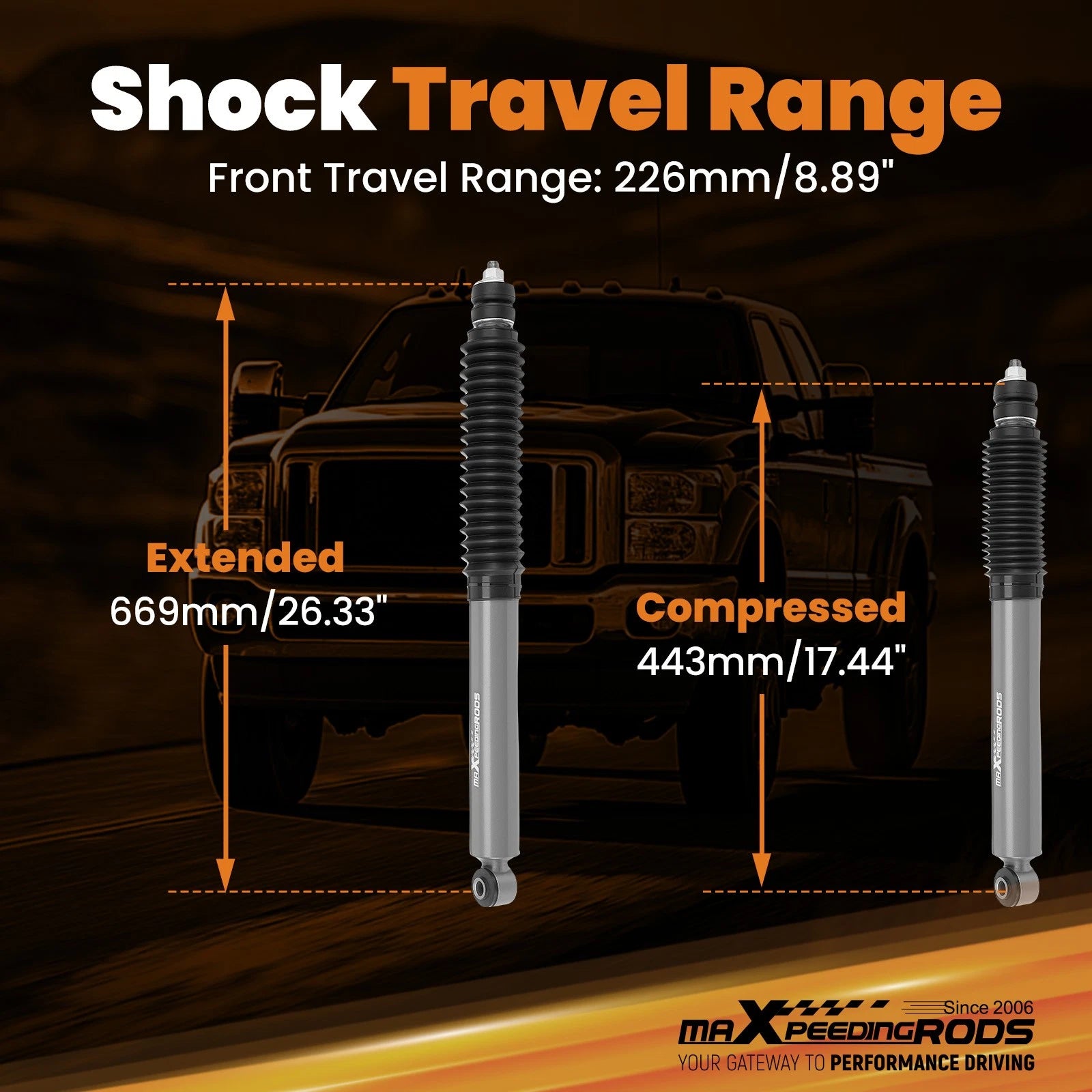 Front Lift Shock Kit for Ford F-250/F-350 Super Duty 4WD (2005–2025) 2-4"