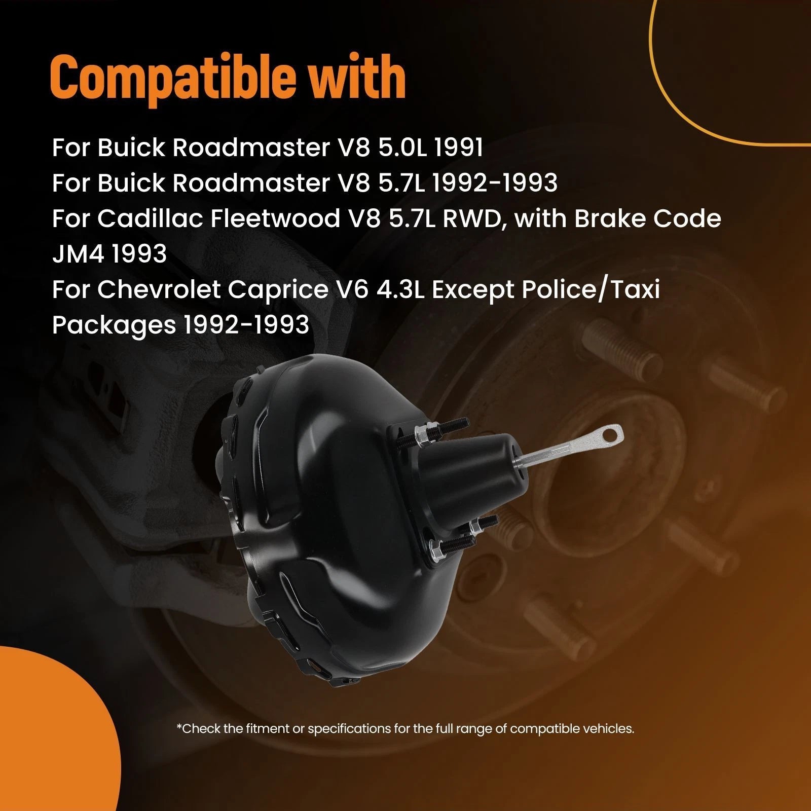 Vacuum Brake Booster for Chevrolet Caprice 4.3L/5.0L/5.7L (1991–1993) 54-71076